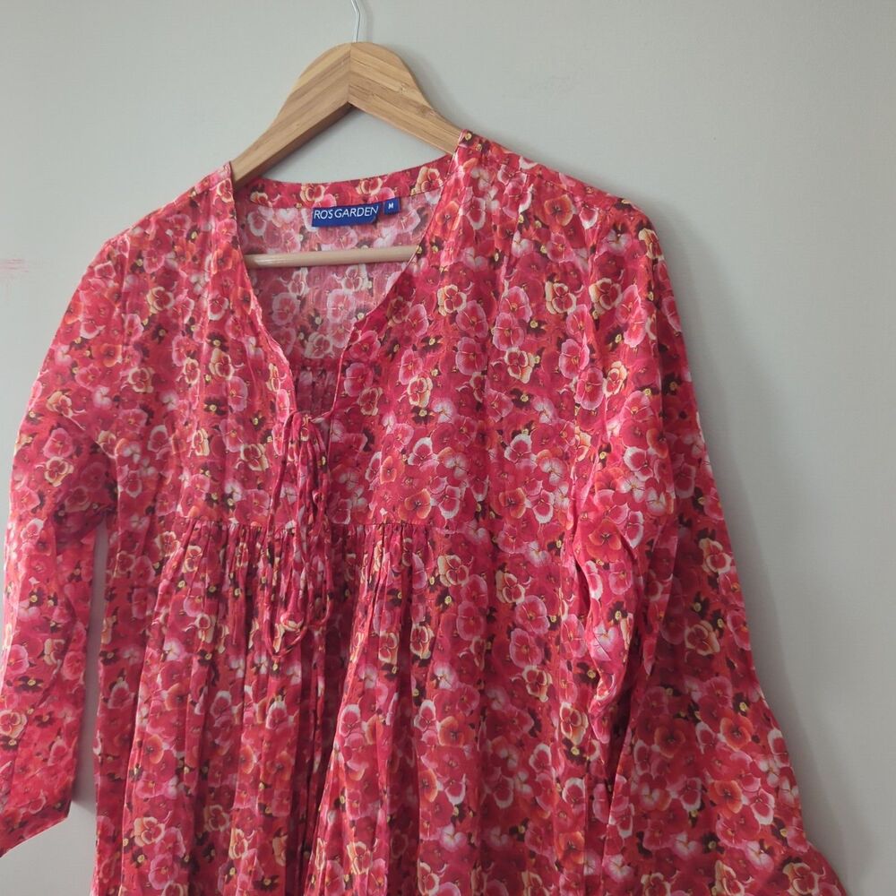 Ro's Garden Seychelles Fringe Mini Babydoll Dress Red Floral Medium Feminine - Picture 9 of 9